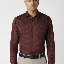 Peter England Men Spread Collar Micro Ditsy Printed Cotton Slim Fit Casual Shirt-picture-26
