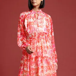 routes by all about you all about you Floral Print Puff Sleeve Fit & Flare Dress image 1