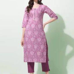 MIRCHI FASHION Purple Cotton Embroidered Straight Kurta-picture-13