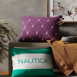 Nautica Logo Stripe Grape & Mint Microfibre 300 GSM Premium Cushion Covers - Set of 2-picture-33