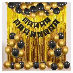 Zyozi Birthday Decoration Kit for Girls 35 Pcs with Foil Curtain Happy Birthday Banner And Mettalic Balloons for Kids Happy Birthday Gifts Set-image-5