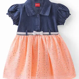 Babyhug Half Sleeves Party Frock Heart Foil Print - Pink-picture-12