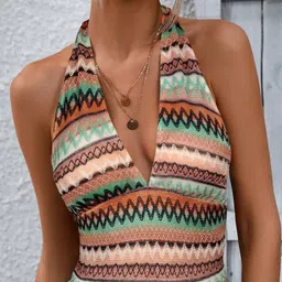 Outzidr Print Halter Neck Crop Top-image-0