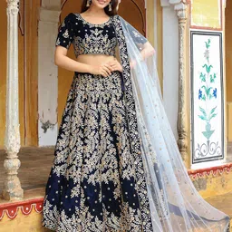 FABPIXEL Embroidered Semi-Stitched Lehenga & Unstitched Blouse With Dupatta image 4