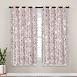 Myntra Elegant Homes White & Maroon Set of 2 Ethnic Motifs Window Curtain image 1
