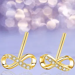 VAMA Gold-Plated Crystals Studded Infinity Symbol Studs image 4