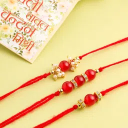 Anouk Set Of 3 Beaded Rakhis With Greeting Card Roli Chawal-picture-31