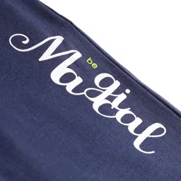 Doreme Single Jersey Knit Full Length Lounge Pants With Text Print - Navy image 3