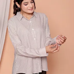 GRX Women Cotton Striped Shirt Style Top-picture-13