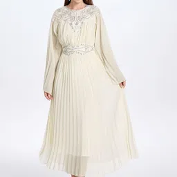 JC Collection Women Ethnic Motifs Embellished Round Neck Fit and Flare Midi Dress image 1