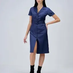 SALT Attire Blue Plain Dress-image-27