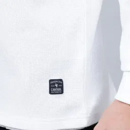 Cantabil White Cotton Polyblend Regular Fit Self T-Shirt image 5