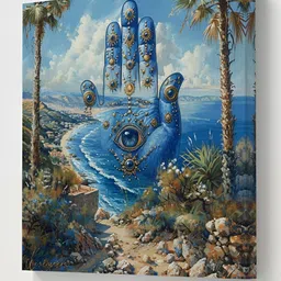 Livin'luxe Blue & Green Abstract Beach Canvas Wall Art-picture-21