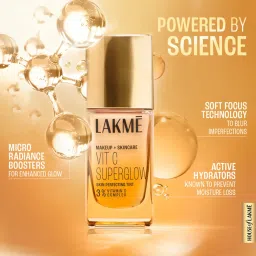 Lakme Makeup + Skincare Vit C Superglow Skin Perfecting Tint Warm Natural W180 - 25 ml image 5