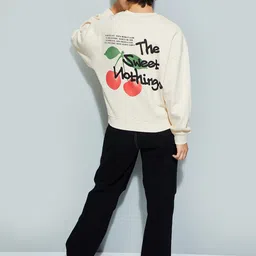 max Women Round Neck Cotton Printed Sweatshirt image 1