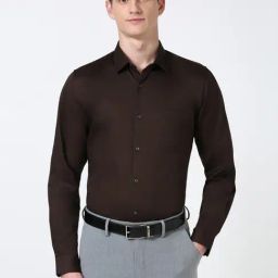 Peter England Brown Cotton Slim Fit Shirt-picture-3