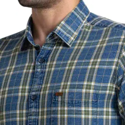 Parx Green Slim Fit Checks Shirt image 5