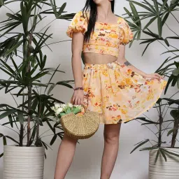 Sera Yellow Floral Print Crop Top image 5