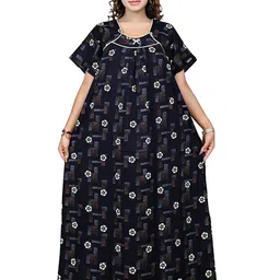 Bindass Female Collection Women Printed Maxi Nightdress-picture-17