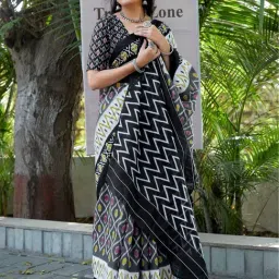 Saree Mall Grey Printed Sarees With Unstitched Blouse-picture-18
