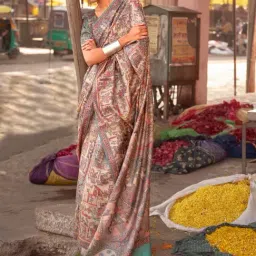 Saree Mall Beige Printed Sarees With Unstitched Blouse-picture-19