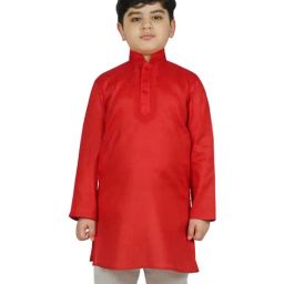 SG Yuvraj Kids Red Cotton Kurta-picture-21
