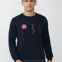 Peter England Navy Slim Fit Printed SweatShirt-picture-17