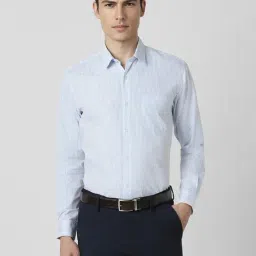 Peter England Blue Regular Fit Striped Shirt-picture-33