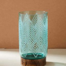 Fabindia Home Taraash Blue Glass Candle Holder-picture-16