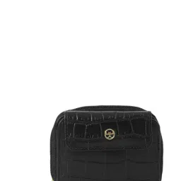 Eske Black Animal Effect Zip Around Wallet for Women-image-24