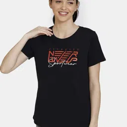 Zelocity by Zivame Black Cotton Printed T-Shirt-image-33