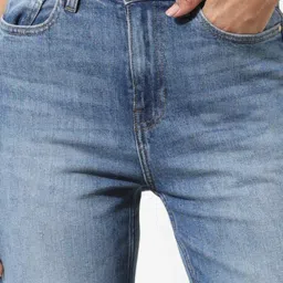 Only Blue Cotton Straight Fit High Rise Jeans image 5