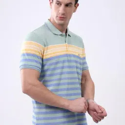 Monte Carlo Green Striped Regular Fit T-Shirt image 3