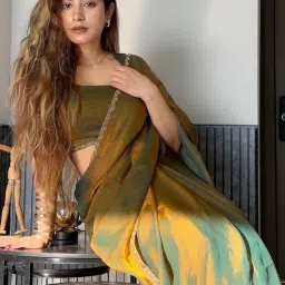 Saree Mall Bronze Silk Embellished Saree with Blouse Piece image 5