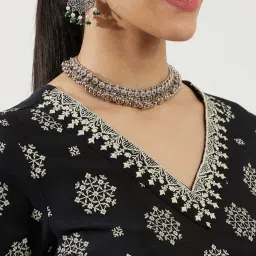 Daali Black Cotton Printed Straight Kurta image 5