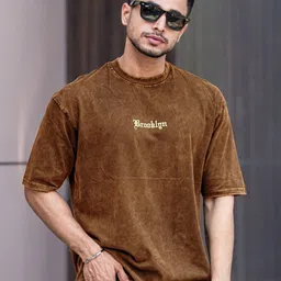 Maniac Printed Round Neck Drop-Shoulder Sleeves Cotton Oversized T-shirt-picture-27