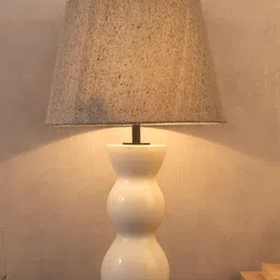 IAAH Off White Ceramic Frusturical Shaped Table Lamp image 5