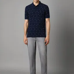 Louis Philippe Navy Cotton Slim Fit Printed T-Shirt image 5