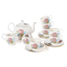 Clay Craft Printed Pink Ceramic Tea Set of 15 image 5