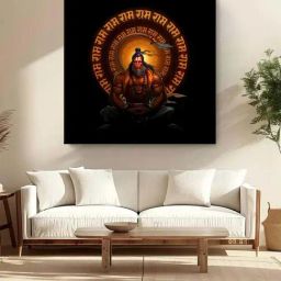 999Store Black Canvas Meditating Hanuman With The Chant Of Jai Shri Ram Painting-picture-28