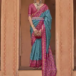 Elora Sky Blue Woven Saree With Unstitched Blouse-image-37