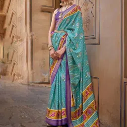 Elora Sky Blue Woven Saree With Unstitched Blouse-image-0