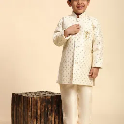 Pro-Ethic Style Developer Kids Cream Embellished Full Sleeves Kurta with Pants image 5