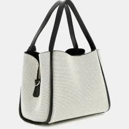 Guess Natural & Black Nicolette Textured Girlfriend Satchel image 5