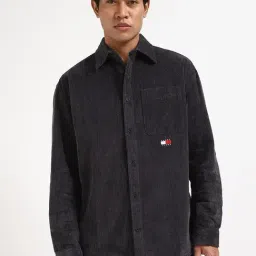 Tommy Hilfiger Washed Black Cotton Relaxed Fit Shirt-picture-44