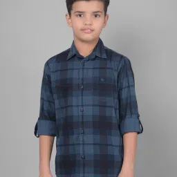Crimsoune Club Kids Navy Checks Full Sleeves Shirt-image-34