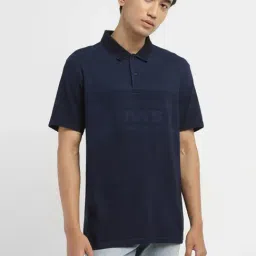 Levi's Navy Slim Fit Logo Printed Polo T-Shirt-image-34