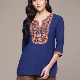Aarke Ritu Kumar Blue Ashoka Solid Kurti-image-68