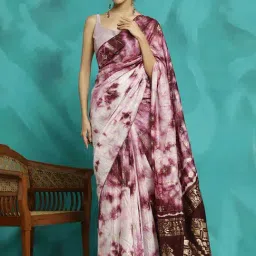 Jaipur Kurti White & Maroon Cotton Woven Saree With Unstitched Blouse-picture-25