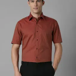 Louis Philippe Red Cotton Regular fit Texture Formal Shirt-image-40